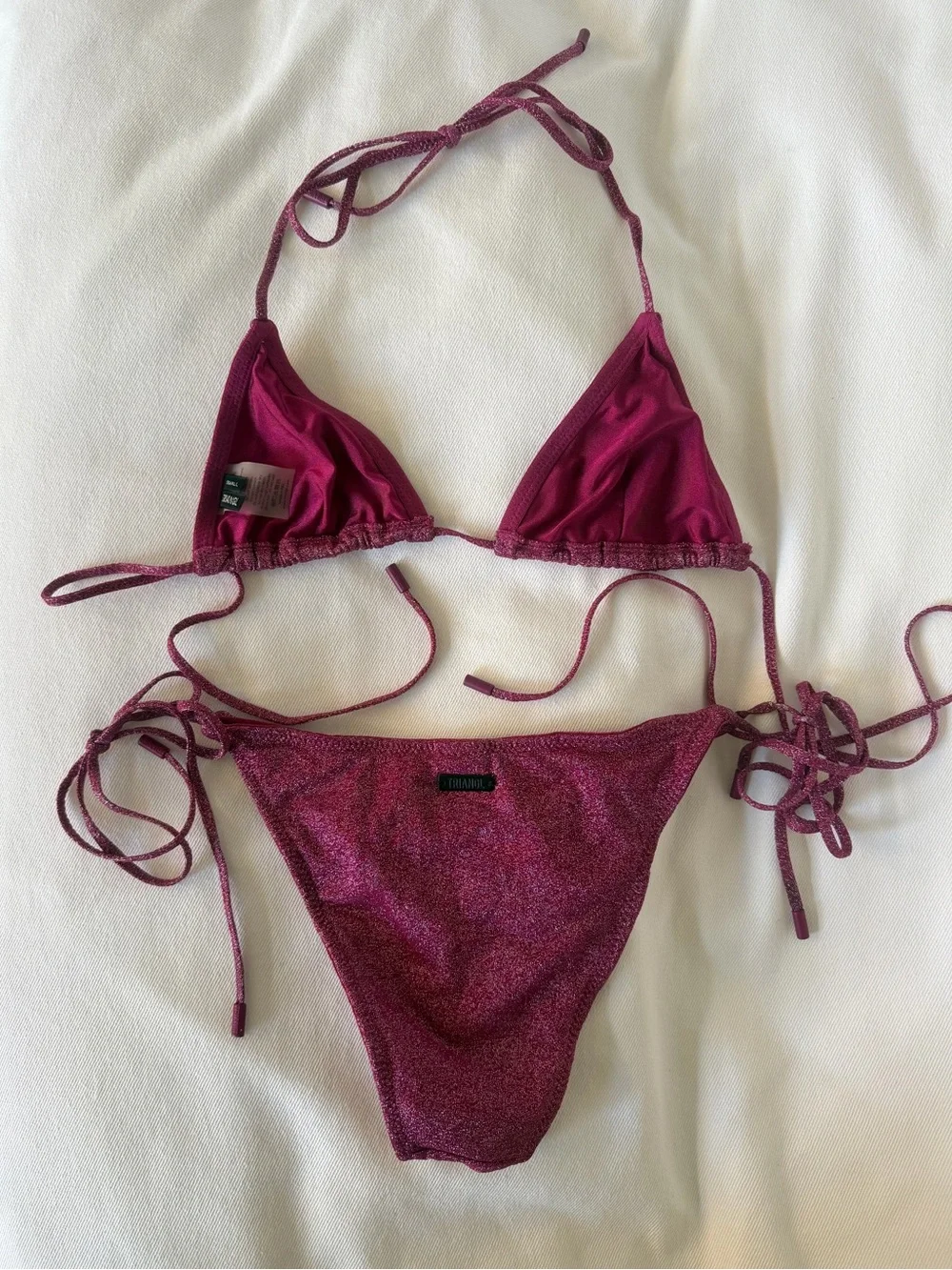 TRIANGL swimwear Shimmery Maroon Tie Triangle Bikini